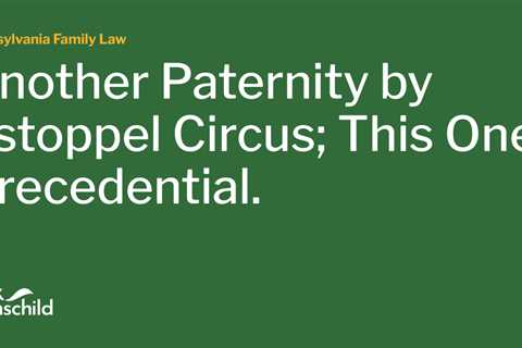 Another Paternity by Estoppel Circus; This One Precedential.